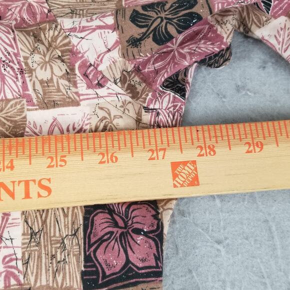 ONO & Company Shirt Mens 2XL Brown Pink Hawaiian Floral Print Cotton Lawn Summer - Picture 8 of 11